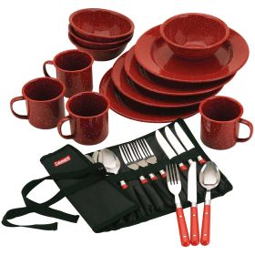 Coleman 24-Piece Speckled Enamelware Cook Set - Red